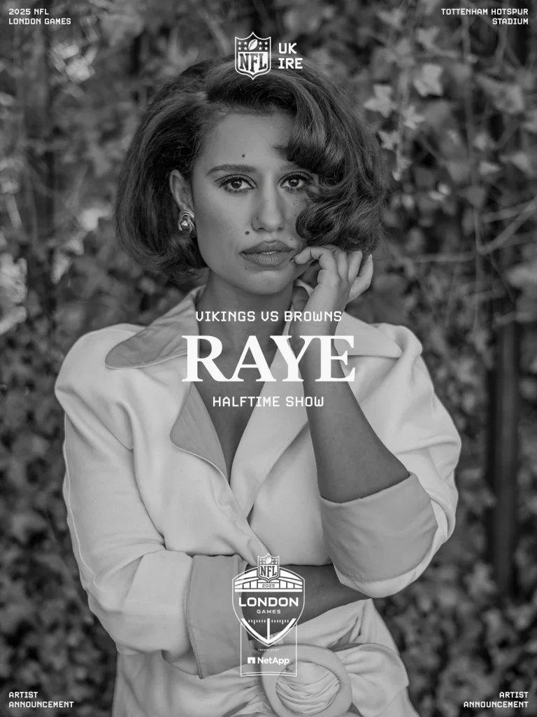 “RAYE Headlines Halftime Show and Pixie Lott Performs National Anthem at 2025 NFL London Game”
